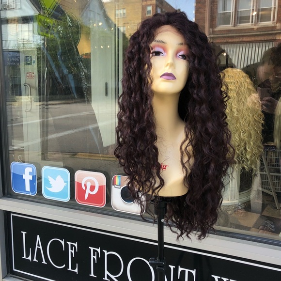 Long Red Wine Curly 5X5Freepart soft Lace … - Picture 2 of 8